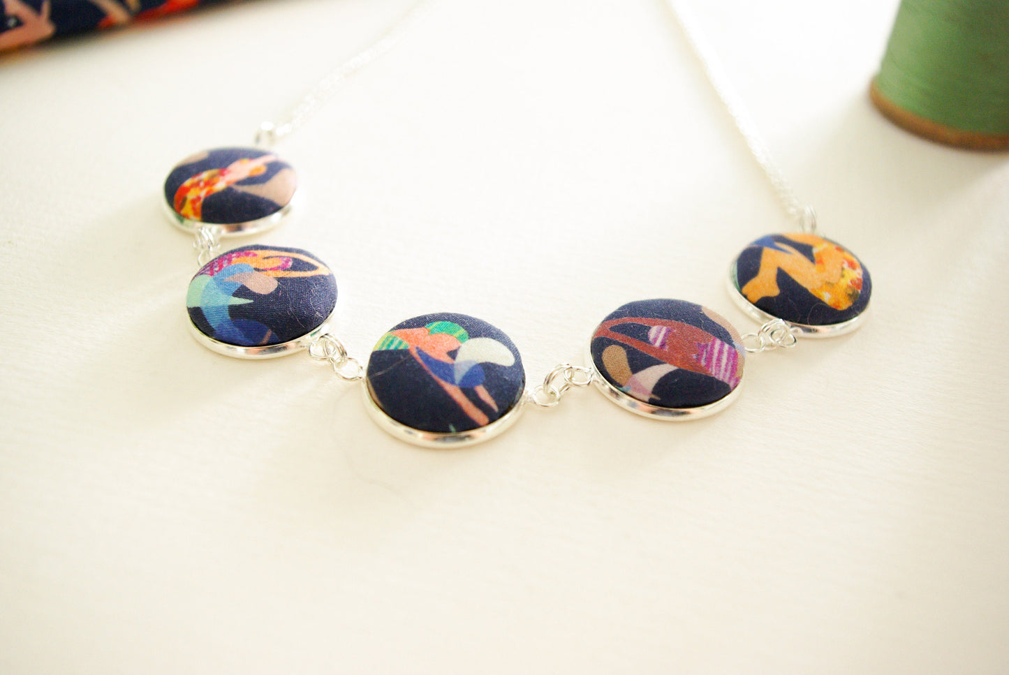 Cabochon Swimmers Necklace - Liberty Lido