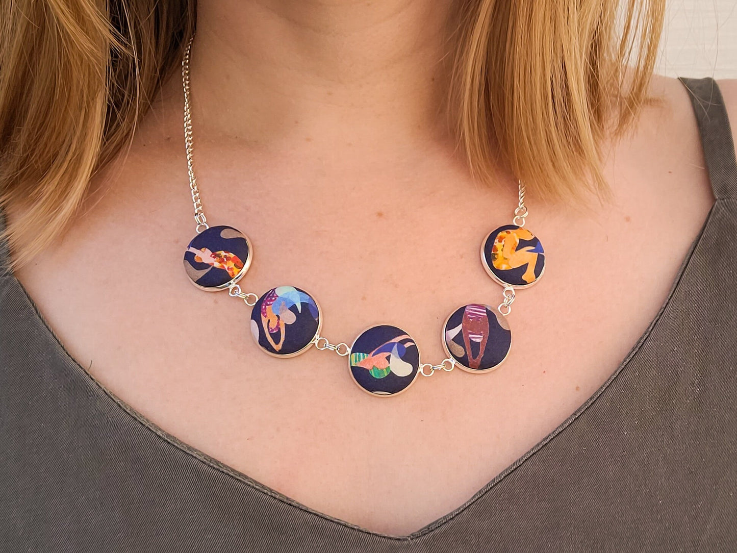 Cabochon Swimmers Necklace - Liberty Lido