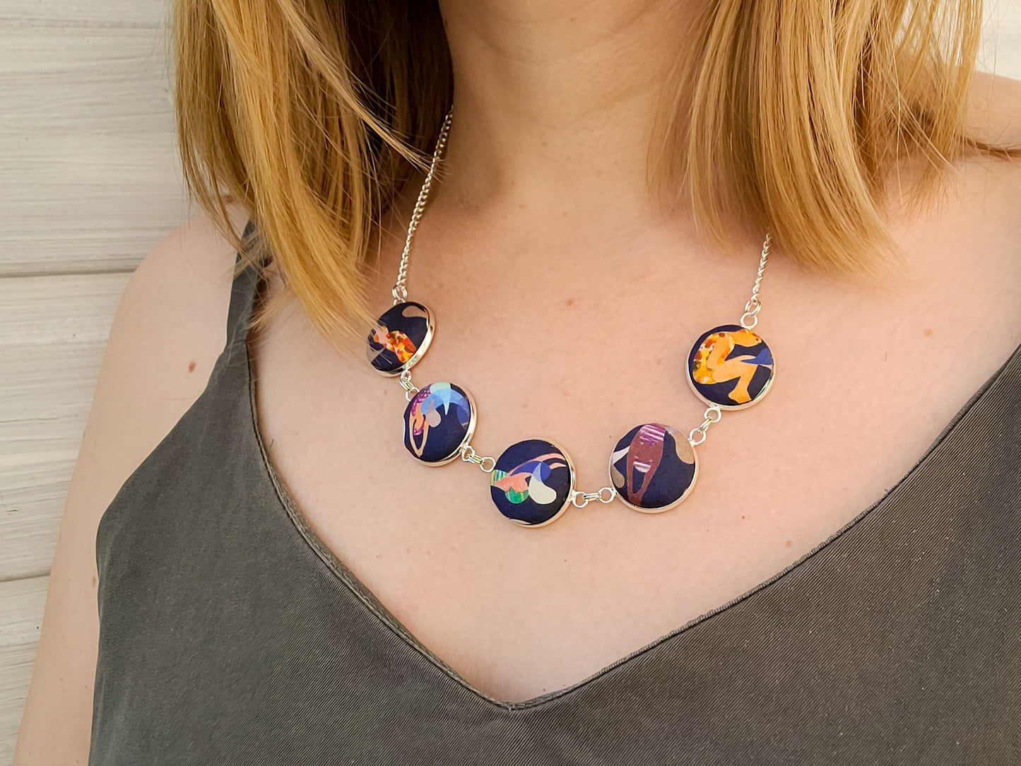 Cabochon Swimmers Necklace - Liberty Lido