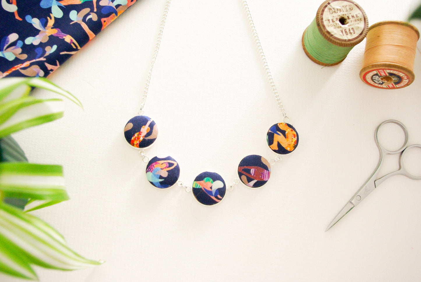 Cabochon Swimmers Necklace - Liberty Lido